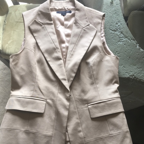 FRENCH CONNECTION Cotton Beige Lapel Vest Sz 12 - Picture 6 of 8